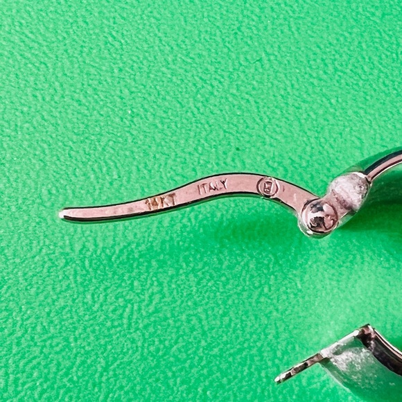 14K White Gold Chubby Hoop Earrings - Picture 6 of 6